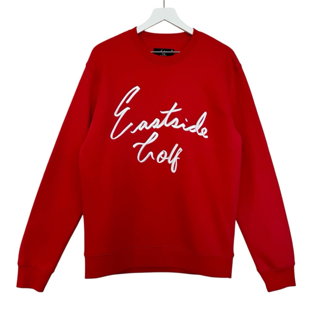 Eastside Golf Core Fleece Crewneck Script Logo Sweatshirt Red Size Medium